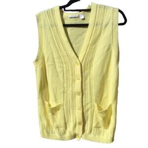 Vintage Womens Knit Sweater Vest Size Large Yellow Emo Cottagecore Twee‎ Preppy
